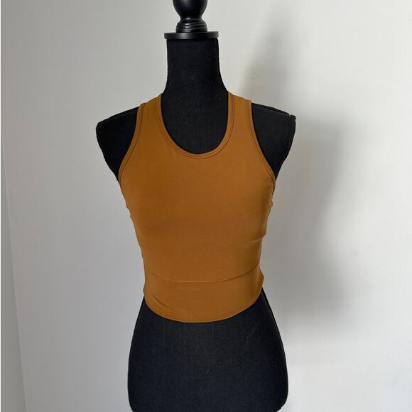 Lululemon Mesh-Back Training Cropped Tank Top Rich Caramel Sz 2 - Picture 1 of 8